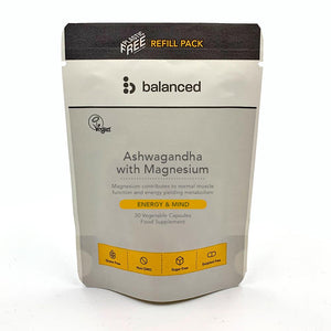 Balanced Ashwagandha With Magnesium 30 Veggie Caps - Refill Bottle