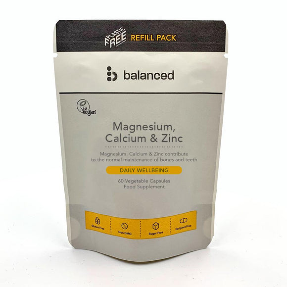 Balanced Magnesium, Calcium & Zinc 60 Veggie Caps - Refill Pouch